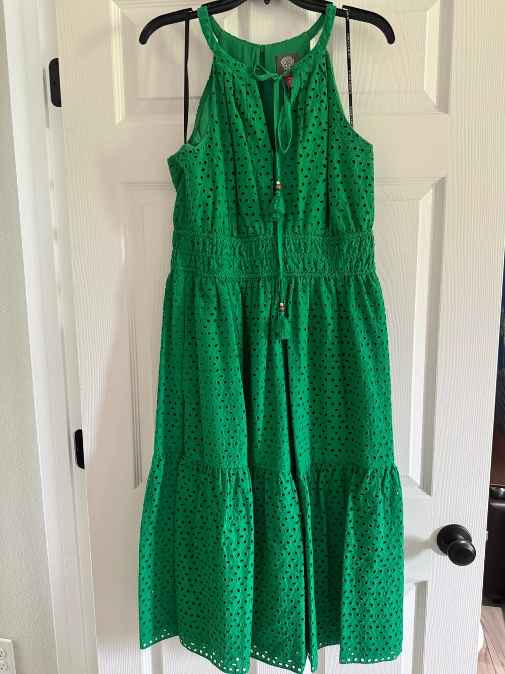 Vince Camuto Green Eyelet Halter Sundress - Women's